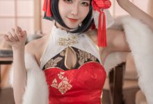 源纱希喵喵喵 – NO.039 柴郡红色旗袍-美图岛